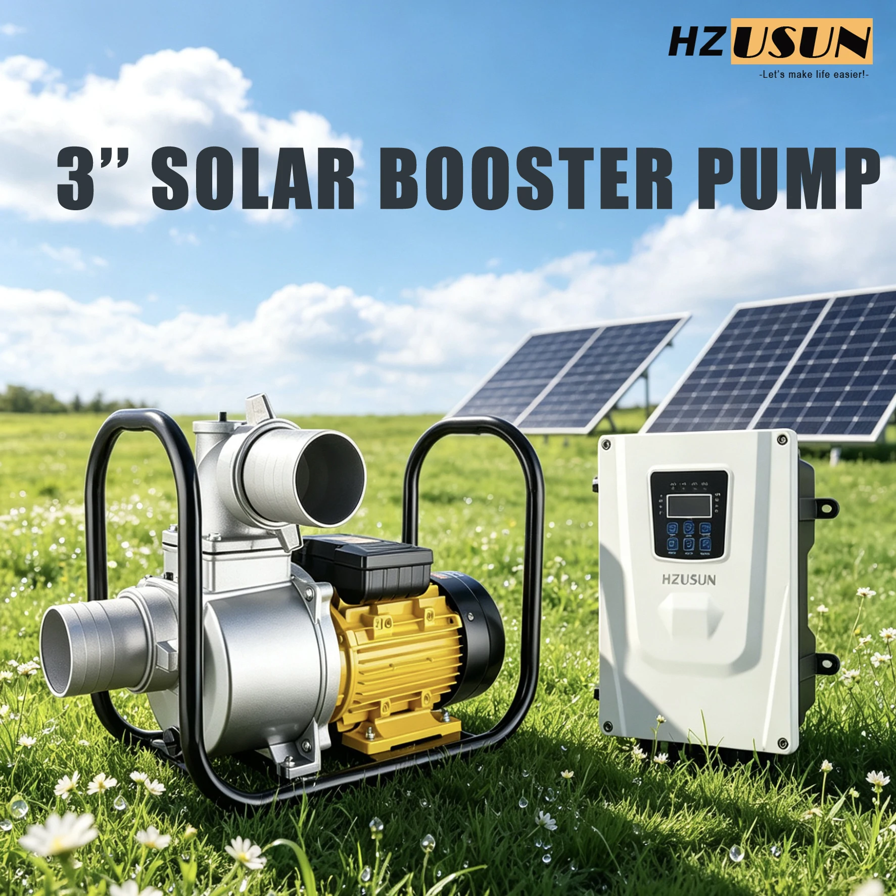 4HP Hybrid Solar Self Priming Shallow Well Jet Booster Irrigation Pump DC AC Surface Pressure Water Transfer Self Suction Pump