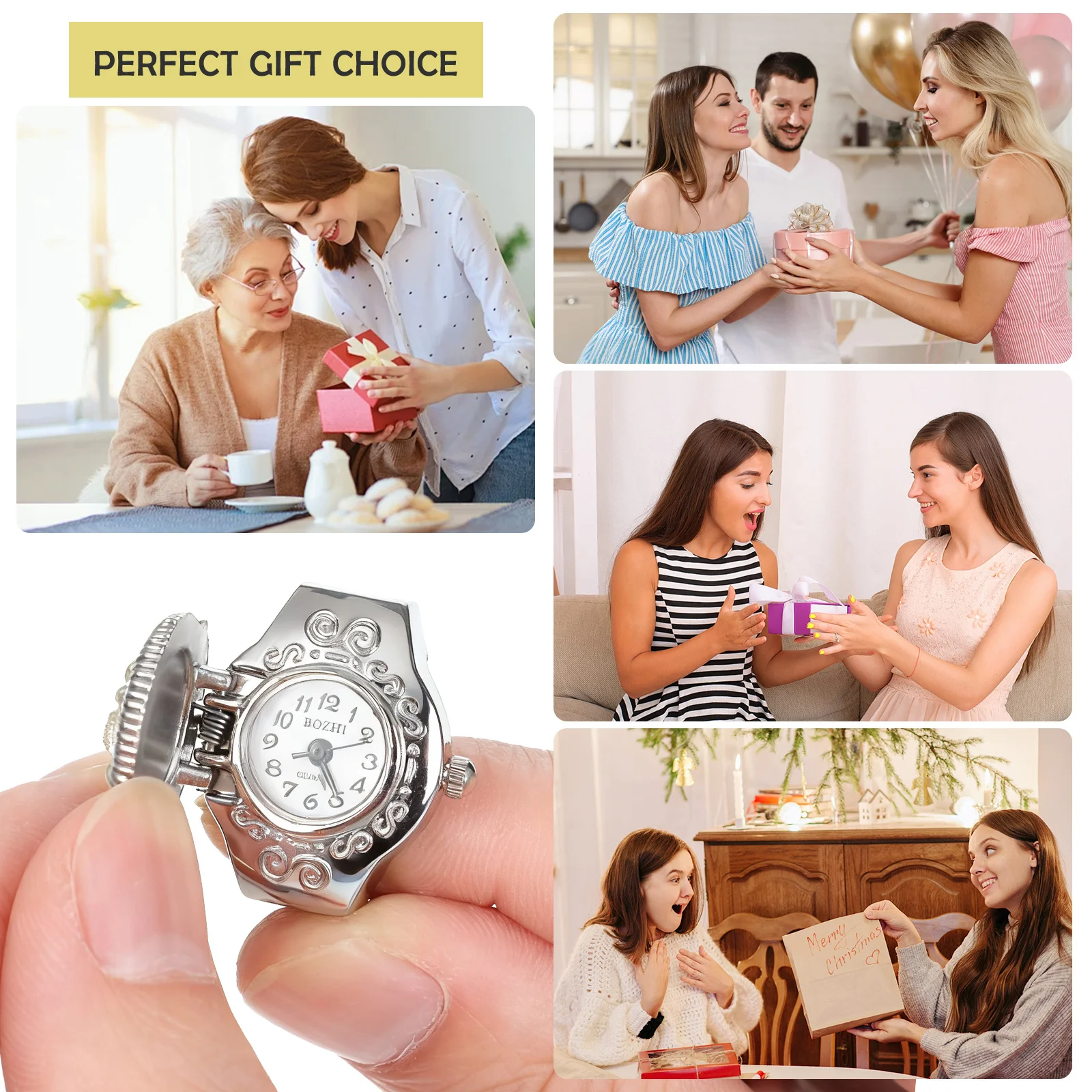 Finger Quartz Watch Rose-Shaped Ring Design Mini Lightweight Zinc Alloy Timepiece Stylish Casual Wear Chic Fashion Jewelry For