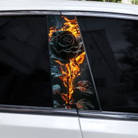 2pcs Rose Car B-Pillar Decal Rose Image Car Waterproof Sticker Diy Car Door Pillar Decal Scratch Resistant Self-Adhesive Paper