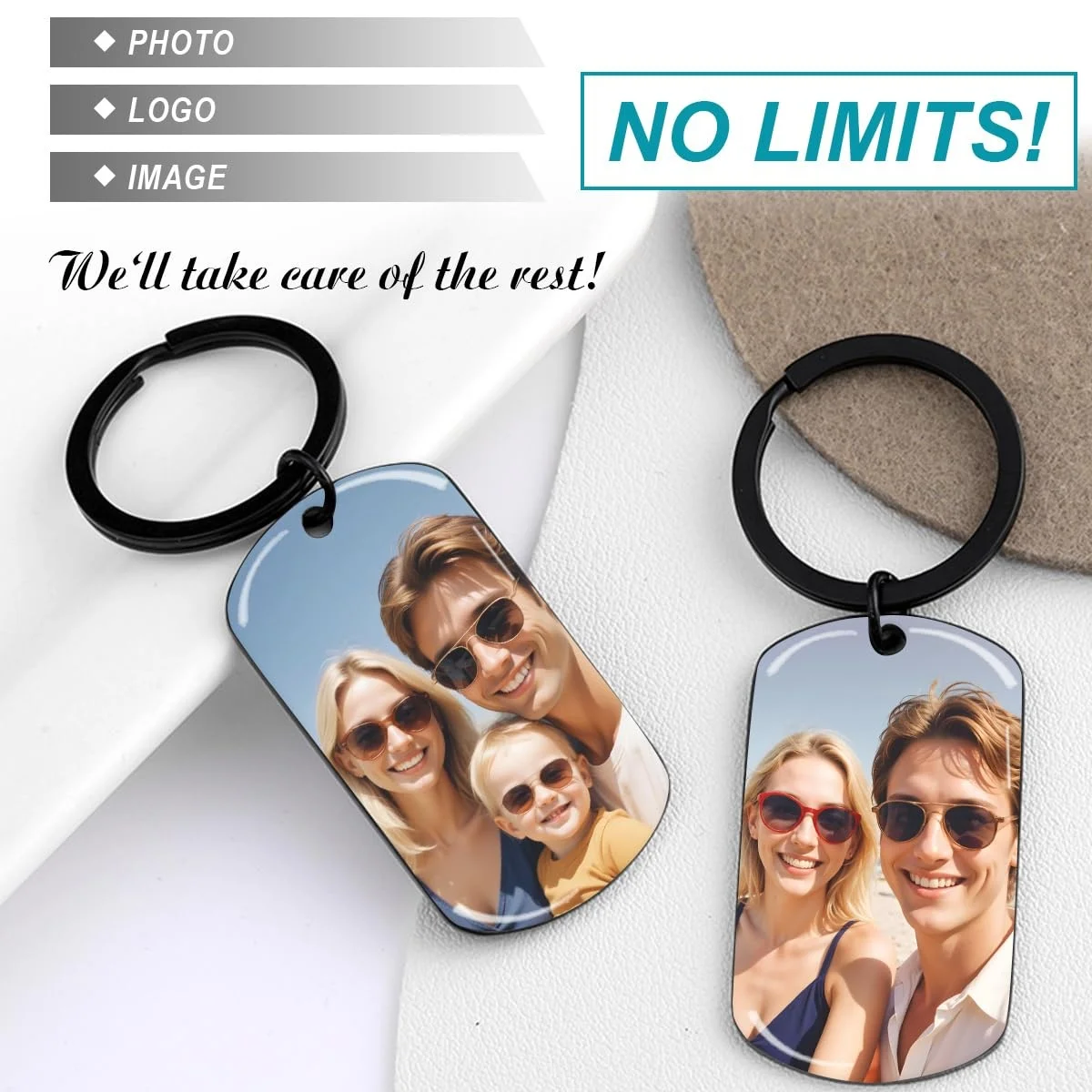 

Jeshayuan Custom Keychain with Picture Personalized Photo LOGO Text Customized Key Chain for Boyfriend Dad Men Gifts