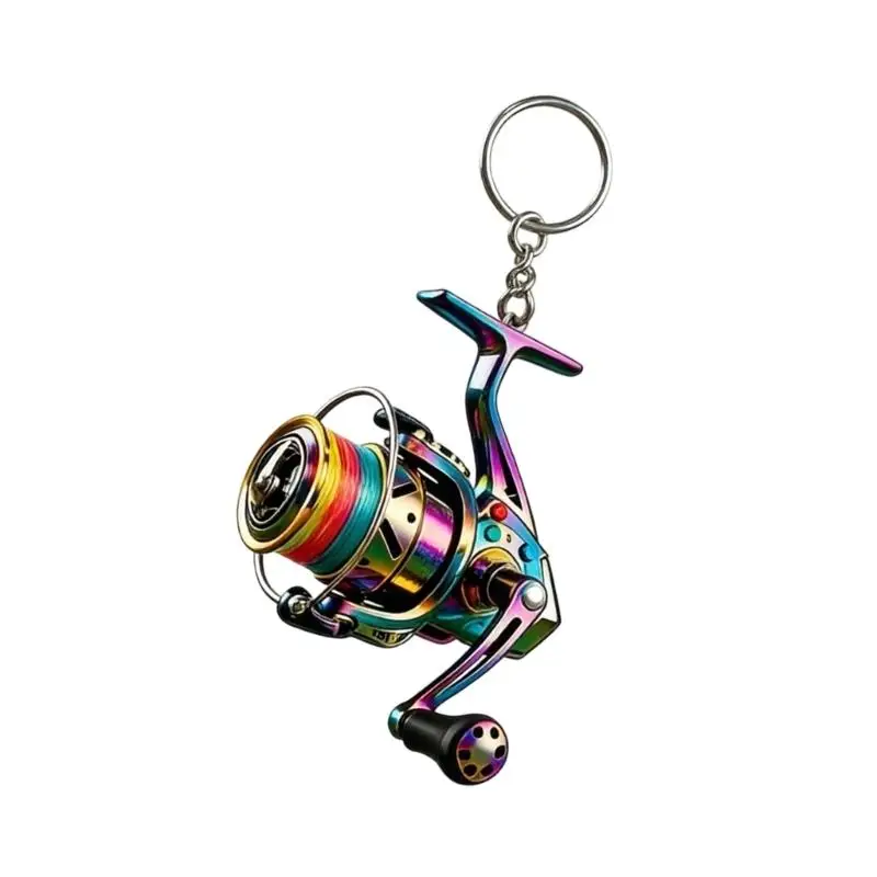Maris fishing reel keychain attached to pouch