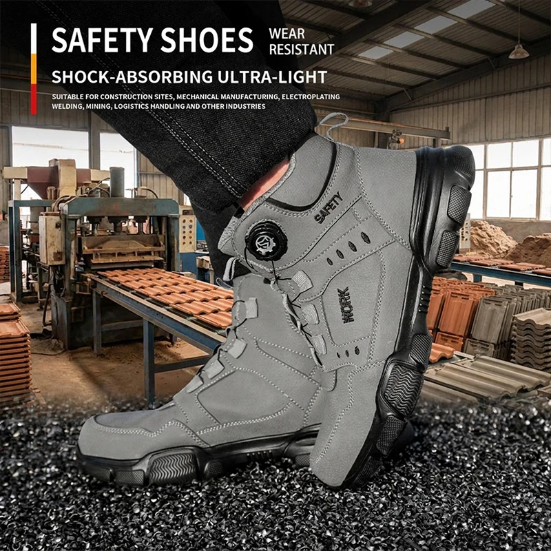 Knob Buckle anti Smashing and anti Piercing Safety Shoes, Protective Shoes, Work Shoes, Woodworking and Construction Workers