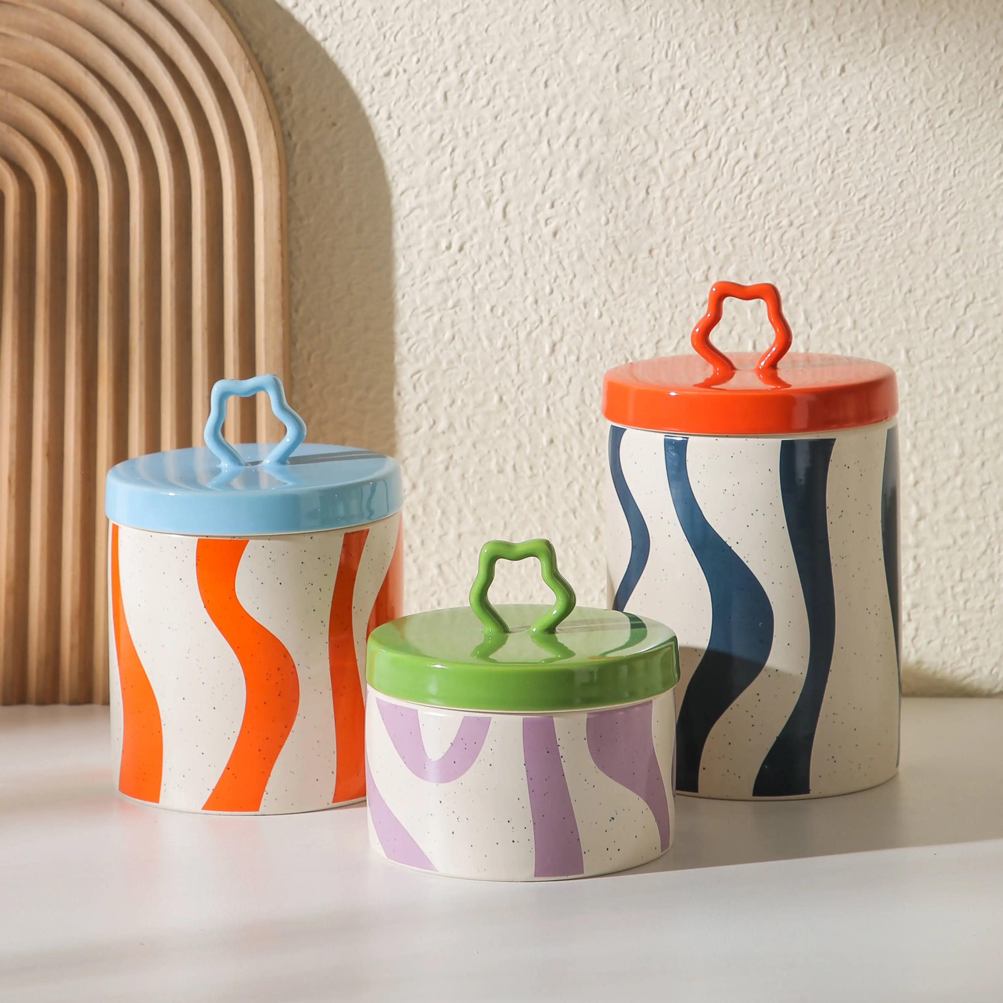 

Latest Design Speckled Glaze Stoneware Restaurant Spice Coffee Tea Canister Food Ceramic Kitchen Storage Jars with Lids