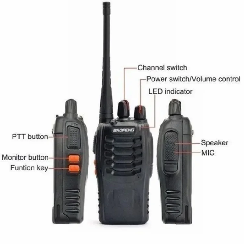 1/2PCS Range Wireless Walkie-Talkie Talkie UHF 400-470MHz 5W Handheld Two-way Ham Radio (BF888)