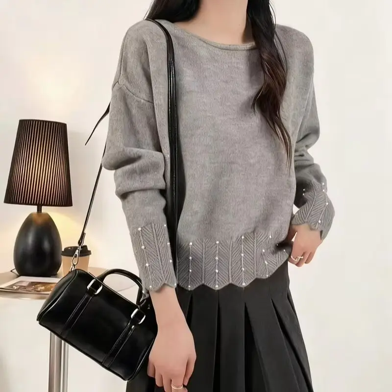 

Women's Heavy-Duty Beaded Sweater Loose Fashionable Knitwear Top Autumn/Winter New Style Best-Selling Item