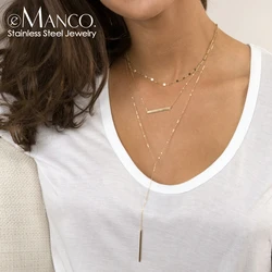 eManco Not Fade 3Pcs Minimalist Stainless Steel Necklace Women Layered Chain Choker Necklace for Women Pendant Necklace Jewelry
