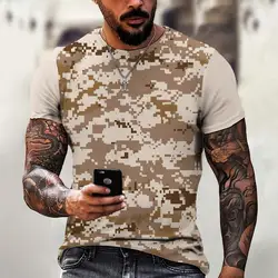 3D Camouflage T-Shirt Men Clothing Outdoor Casual Short Sleeve Pullover Summer Street Oversized Sport Military Men's T Shirts