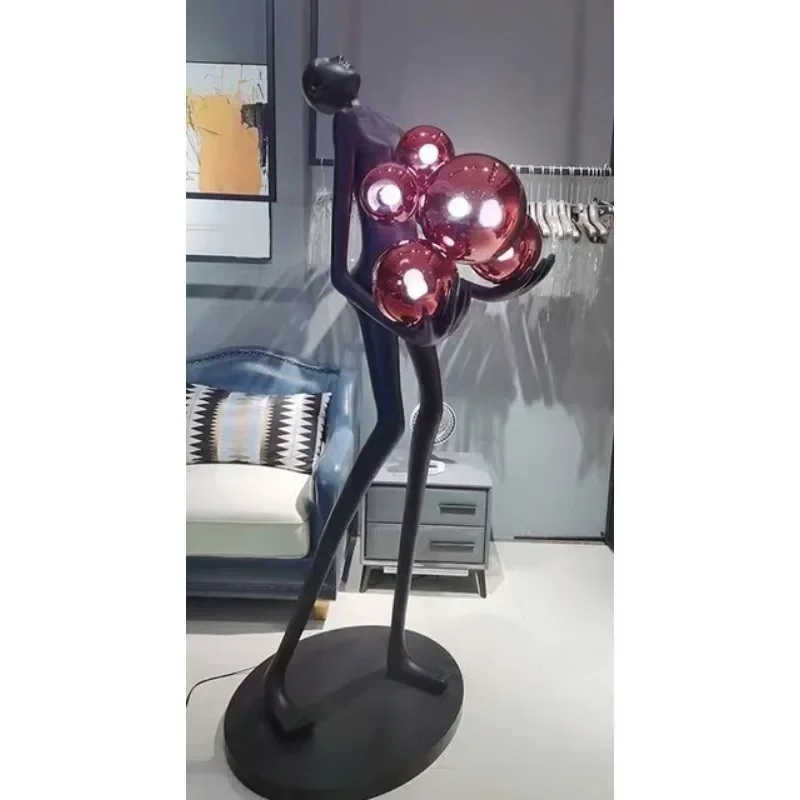 Large Human Body Decoration Art Sculpture ball Resin Standing Floor Lamp for Home decoration