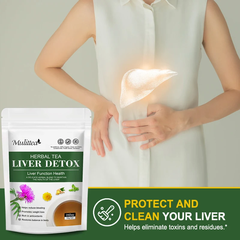 Mulittea Liver Detox Tea with Dandelion Root ,milk Thistle&Turmeric for Liver and Colon Cleanse Promote Metabolism