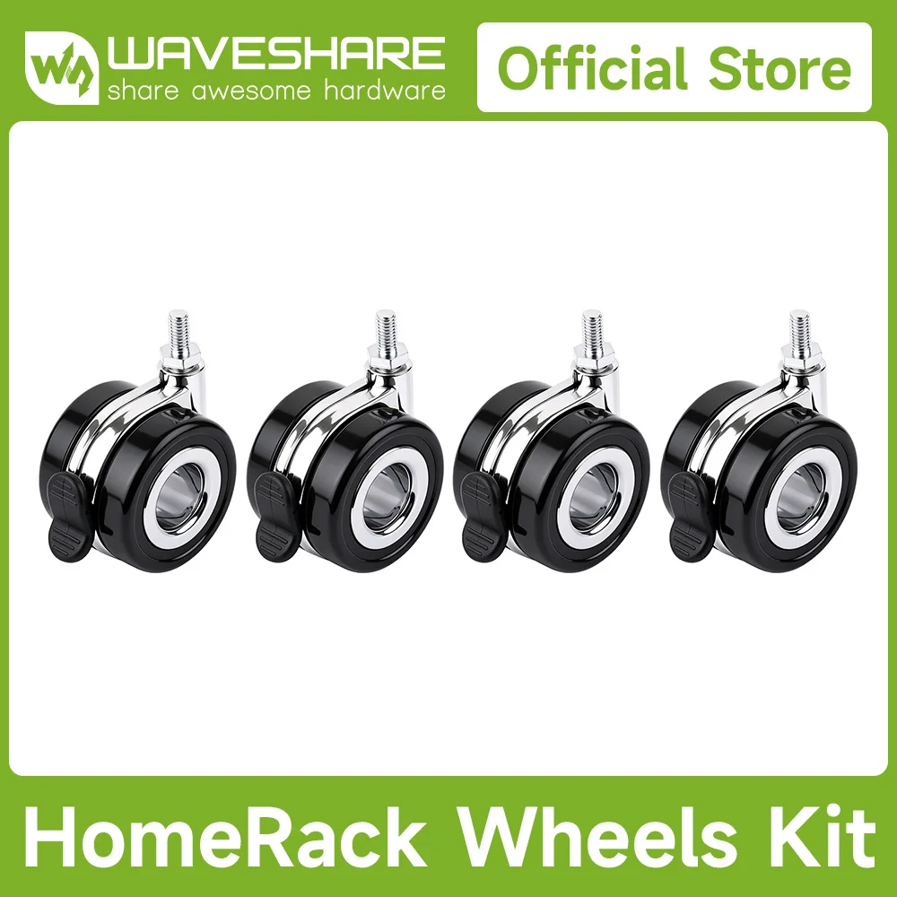 waveshare-homerack-25インチ-60mm-中空キャスターホイールキット-ブレーキ付き、キャスターホイール4個、標準m8ネジ穴に対応