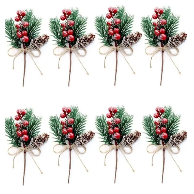 5/10PCS Christmas Pinecone Pine Needle Berry Branches Wreath Wedding Party Xmas Tree Christmas Decoration For Home Gift Decor