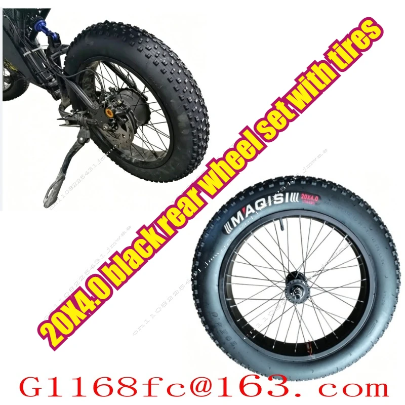 20 Inch X4.0 Black Rear Set with Tire Large  Thick and Ultra Wide Tire Beach Off-road Vehicle Snow Bike Set Inne and Outer Tires