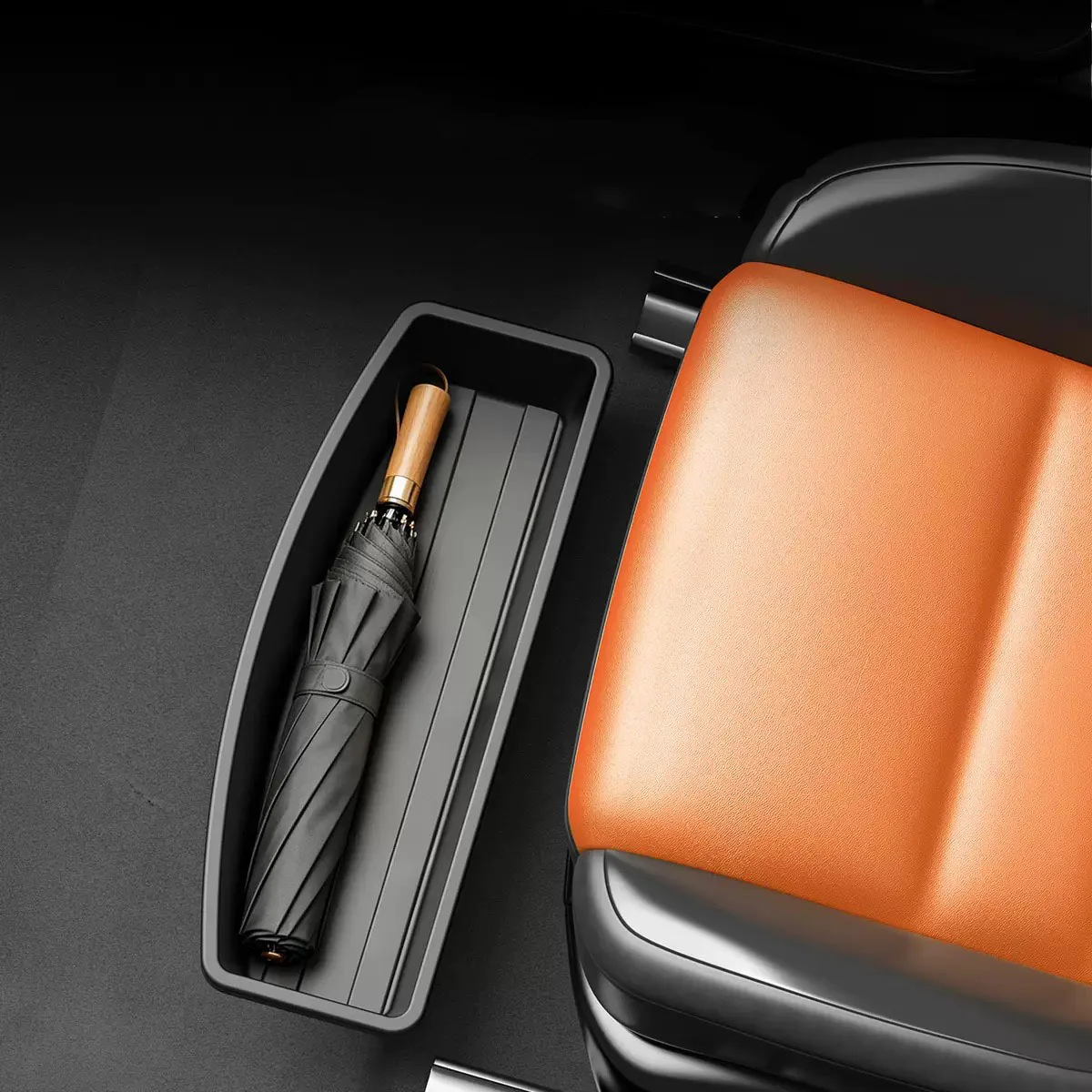 Image of Universelle Auto-Vordersitz-Aufbewahrungsbox Rutschfeste Auto-Untersitz-Schublade ABS-Organizer für Auto-Zubehör