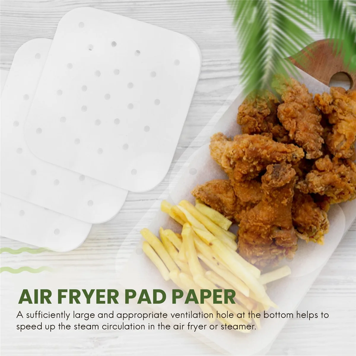 100Pcs Air Fryer Parchment Paper Perforated Unbleached Square Air Fryer Liners Steaming Parchment Liner