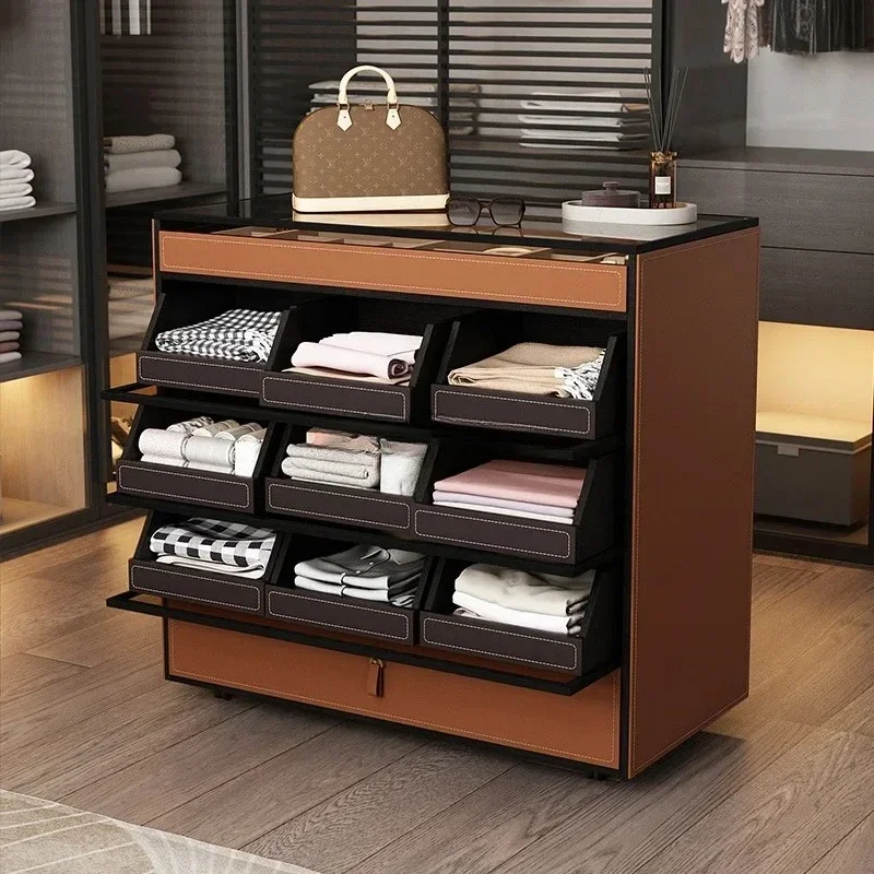 A  Modern Simple Nakajima Cabinet Cloakroom Jewelry Display Double-sided Storage Bucket Cabinet with Pulley