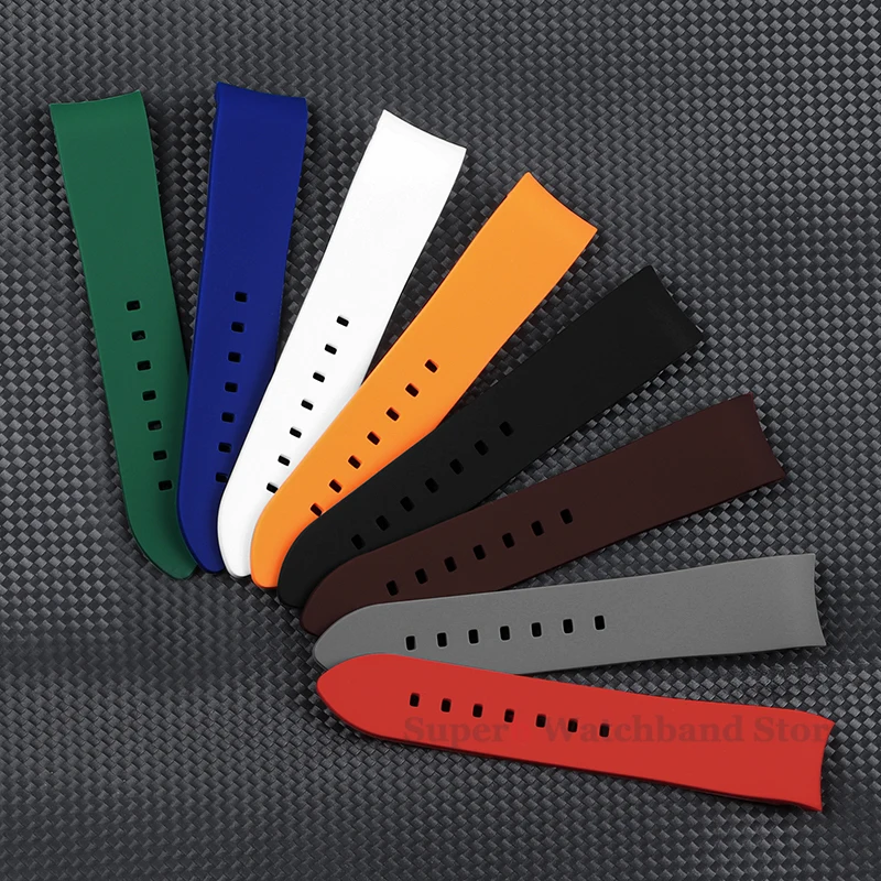 18 مللي متر 19 مللي متر 20 مللي متر 21 مللي متر 22 مللي متر 23 مللي متر 24 مللي متر منحني نهاية سيليكون حزام الساعات ل Seiko ل رولكس لينة المطاط أساور مقاومة للماء