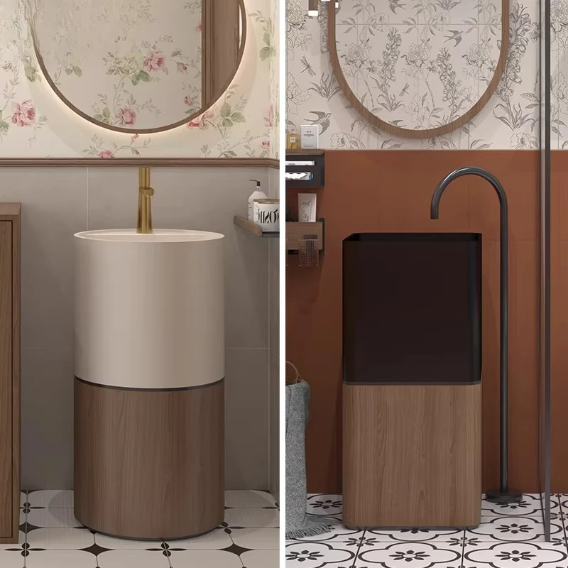 Retro style wash basin, bathroom integrated floor-to-ceiling washbasin
