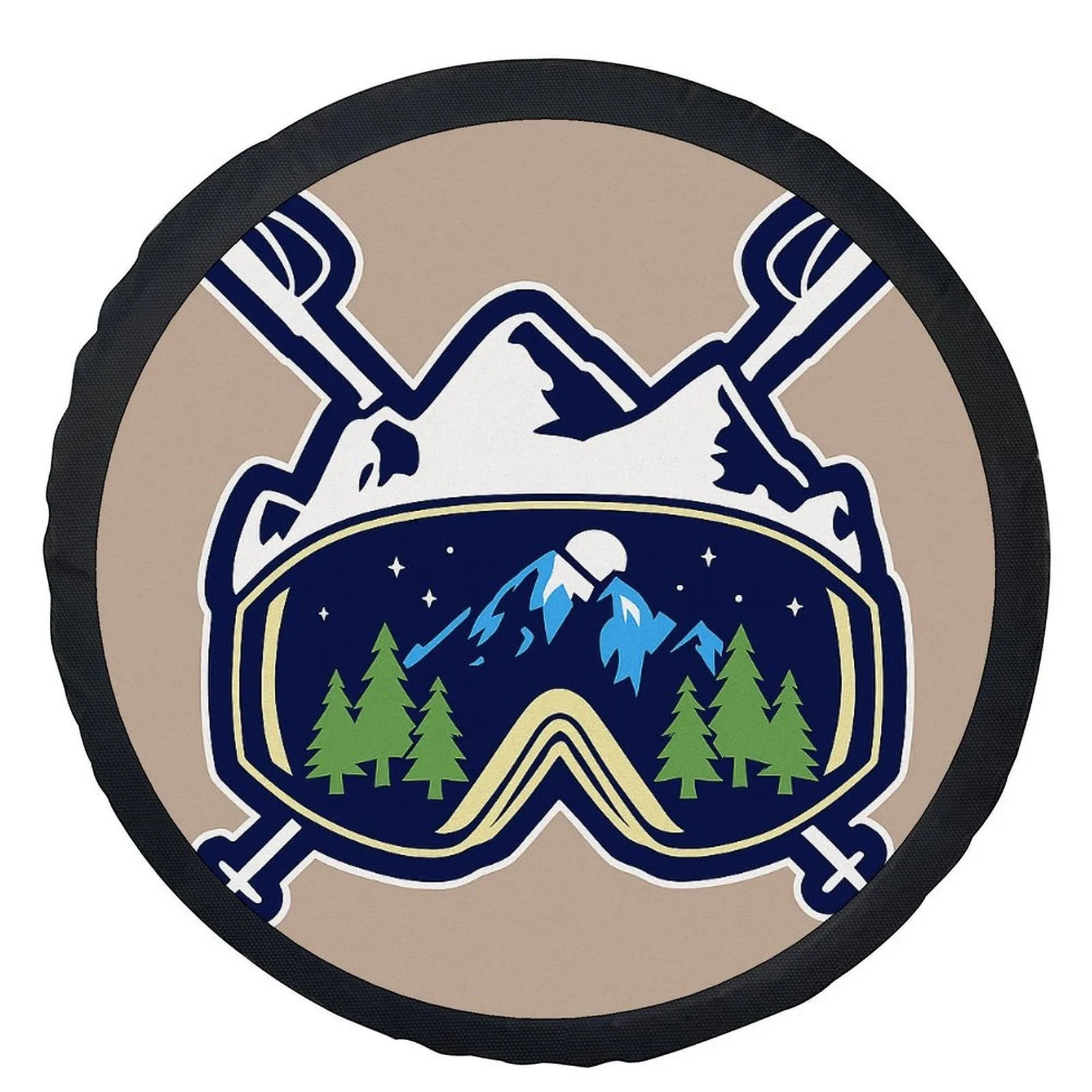 

Защитный чехол для запасного колеса Mountain Ski Goggles Trees Night Sky из прочного полиэстера