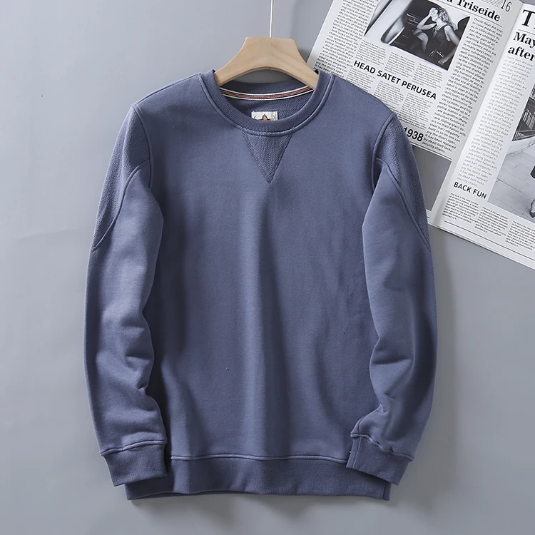 

Мужская толстовка Waed из чистого хлопка с круглым вырезом, спортивная базовая одежда, повседневная верхняя одежда, плотность 380 г/м², японский стиль