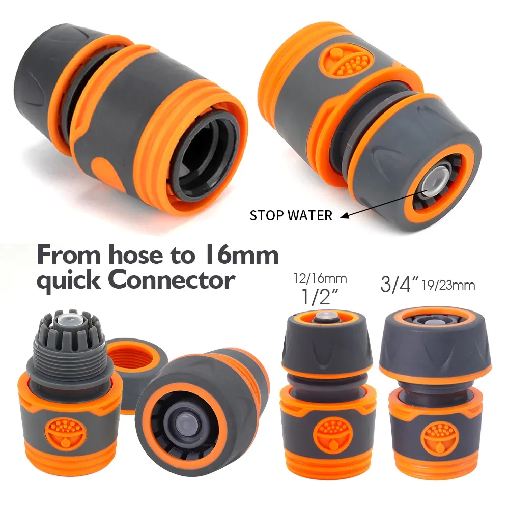 OD 16mm 20mm Garden Hose Waterstop Fittings Quick Connecter Nipple 1/2'' 3/4'' 1'' Tubing Repair Adapter For Watering Gun