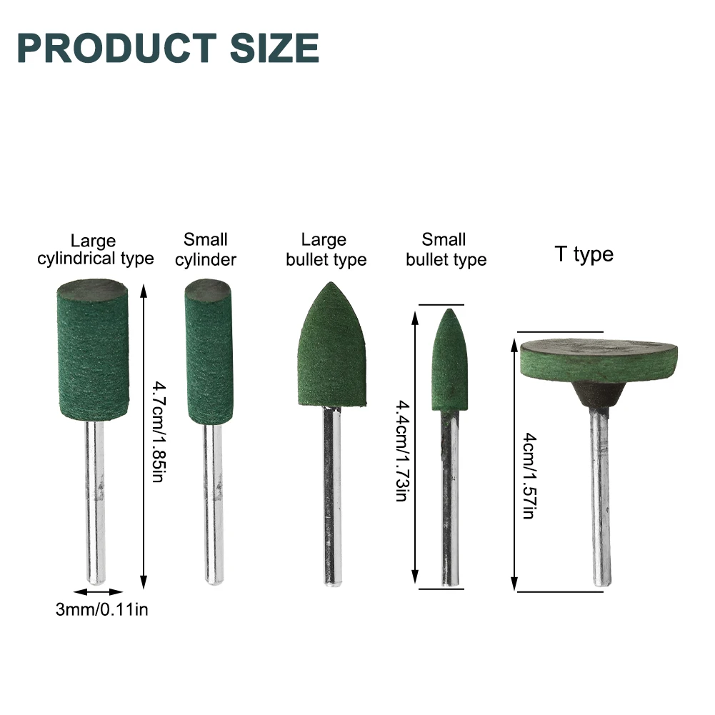5Pcs Set Rubber Grinding Heads for Rotary Polishing Tools Designed for Effective Rust Removal and Jewelry Treatment