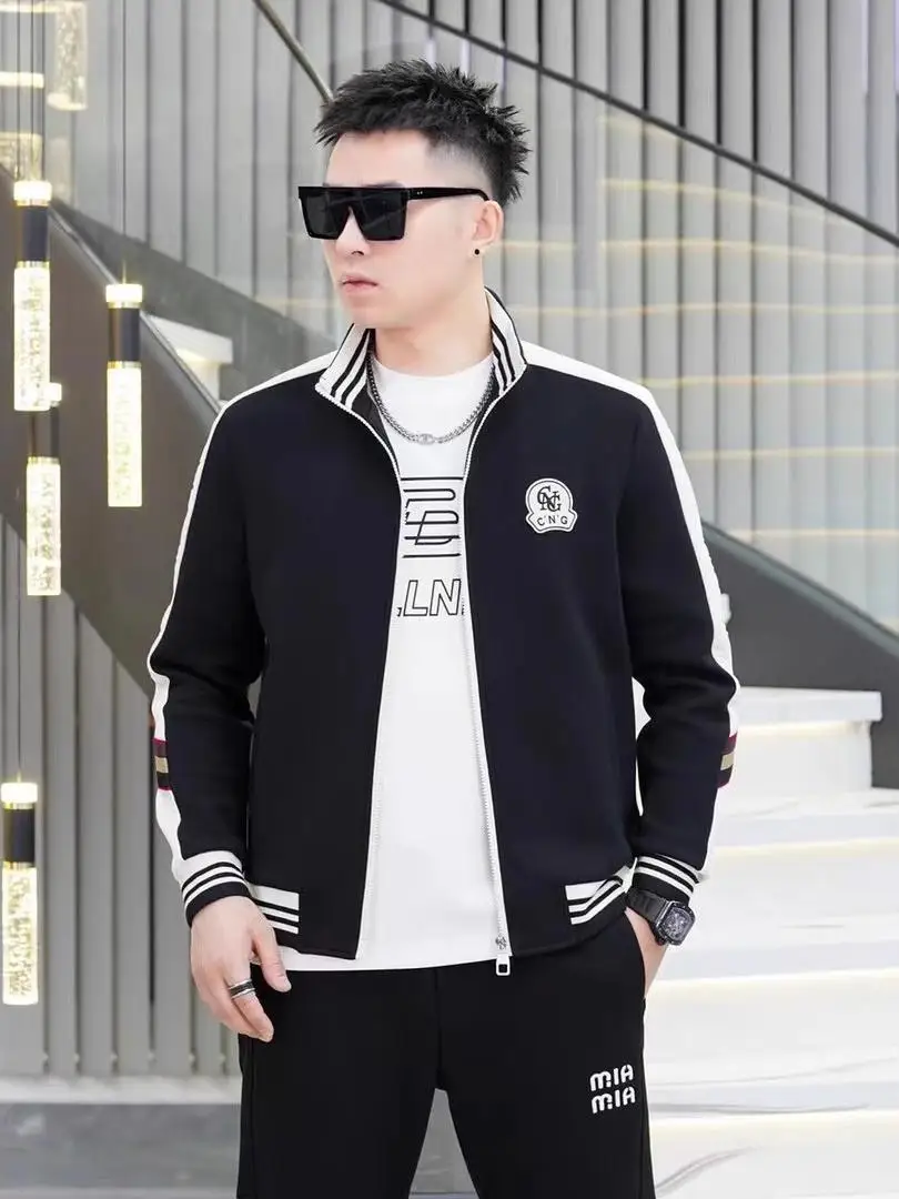 ファッショナブルなカジュアルメンズジャケット春秋冬トレンディなパッチワーク快適な多用途スタイリッシュなアウターウェアトップ