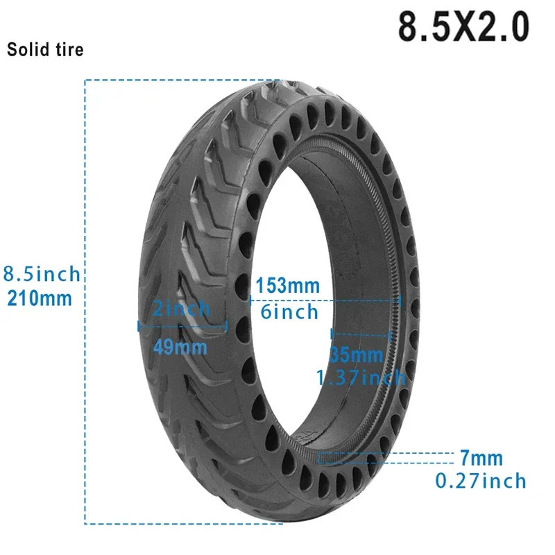 

8.5'' Wheel Durable Solid Tire for M365 Pro Electric Scooter 1S Pro 2 Scooter 8.5x2.0 Inch Damping Rubber Shock Absorber Tyre