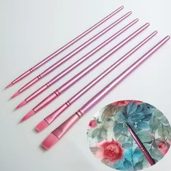 6pcs Watercolor Brush Set Nylon Wool Round/flat Head Watercolor Pen Art Student Painting Graffiti  Watercolor Paint Brushes