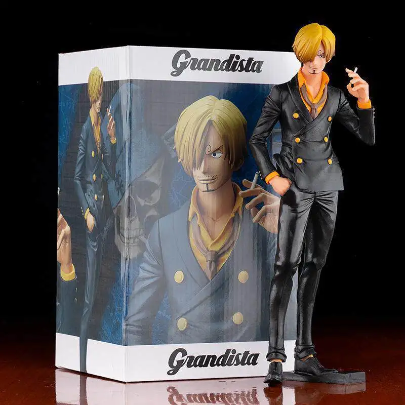 

Grandista One Piece Sanji Action Figure Large Black Suit Smoking Model Collectible Anime Peripheral Desktop Decoration Fans Gift