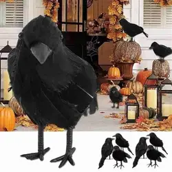 Halloween Black Crow Model Lightweight Crow Ornament Decoration Compact Realistic Animal Scary Toys Horror Props Home Decoration