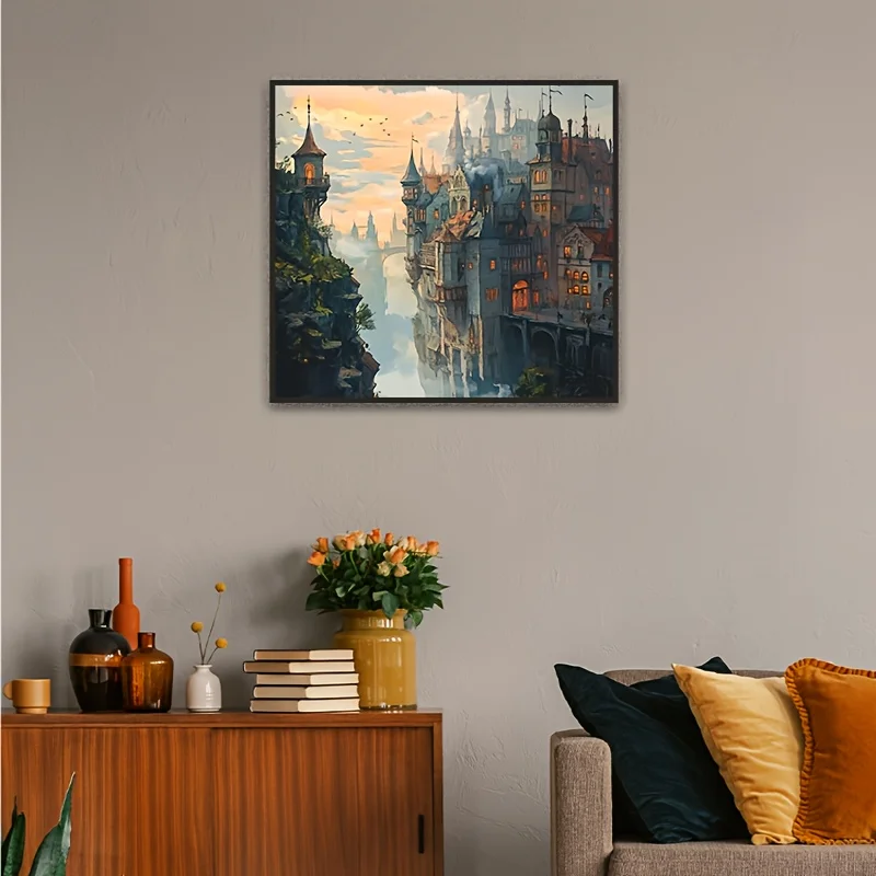 Micro 1000 pièces puzzle Mini taille Puzzle château du ciel 1000 pièces papier brillant Puzzle pour les collectionneurs fantastiques et la décoration intérieure