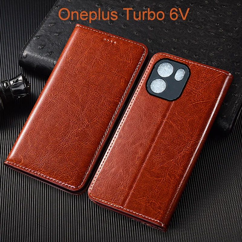 Crazy Horse Genuine Leather Flip Case For Oneplus Turbo 6 6V Phone Cover Card Cases Scratch Proof