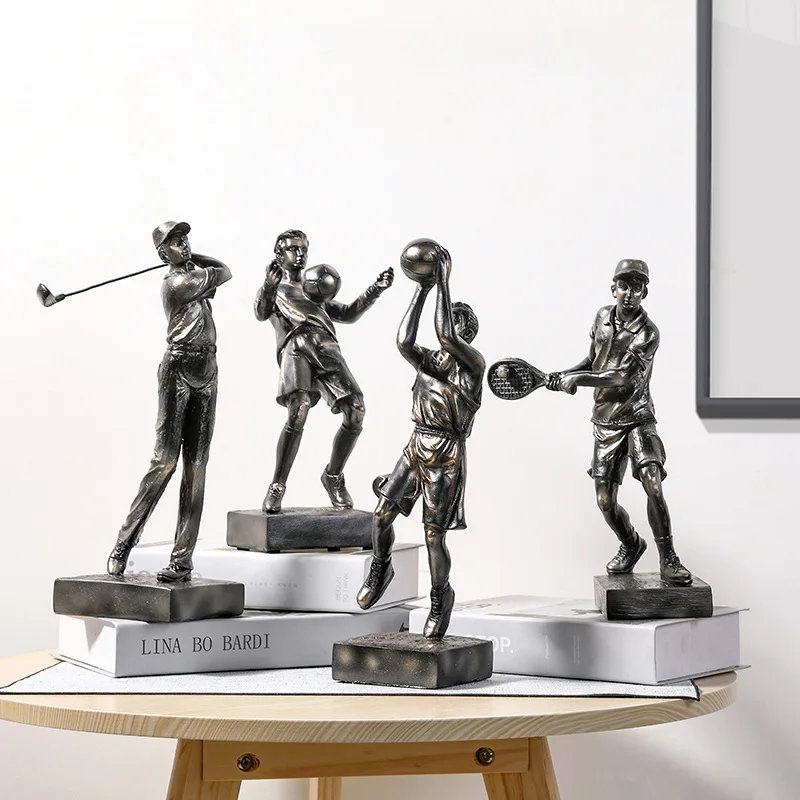 Nordic Modern Golf Basketball Action Figure Resin Crafts Decoration Creative Home Living Room Desk Window Statue Souvenir Gift