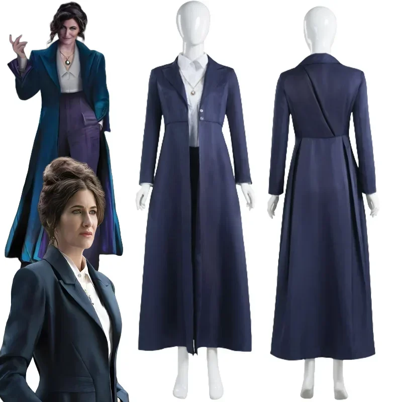 Agatha Harkness bruja Agatha TV Csplay disfraz uniforme peluca gabardina camisa pantalones collar traje fiesta de Halloween uniforme de juego de rol