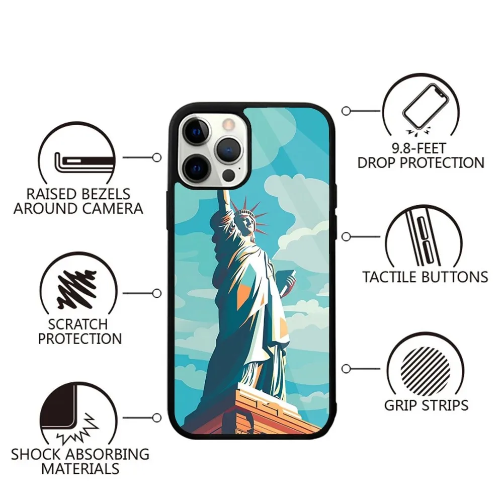 Statue of Liberty Phone Case Strong Magnetic For IPhone 15,14,13,Pro,Max,Plus,11,12,Mini For Magsafe Wireless Charging