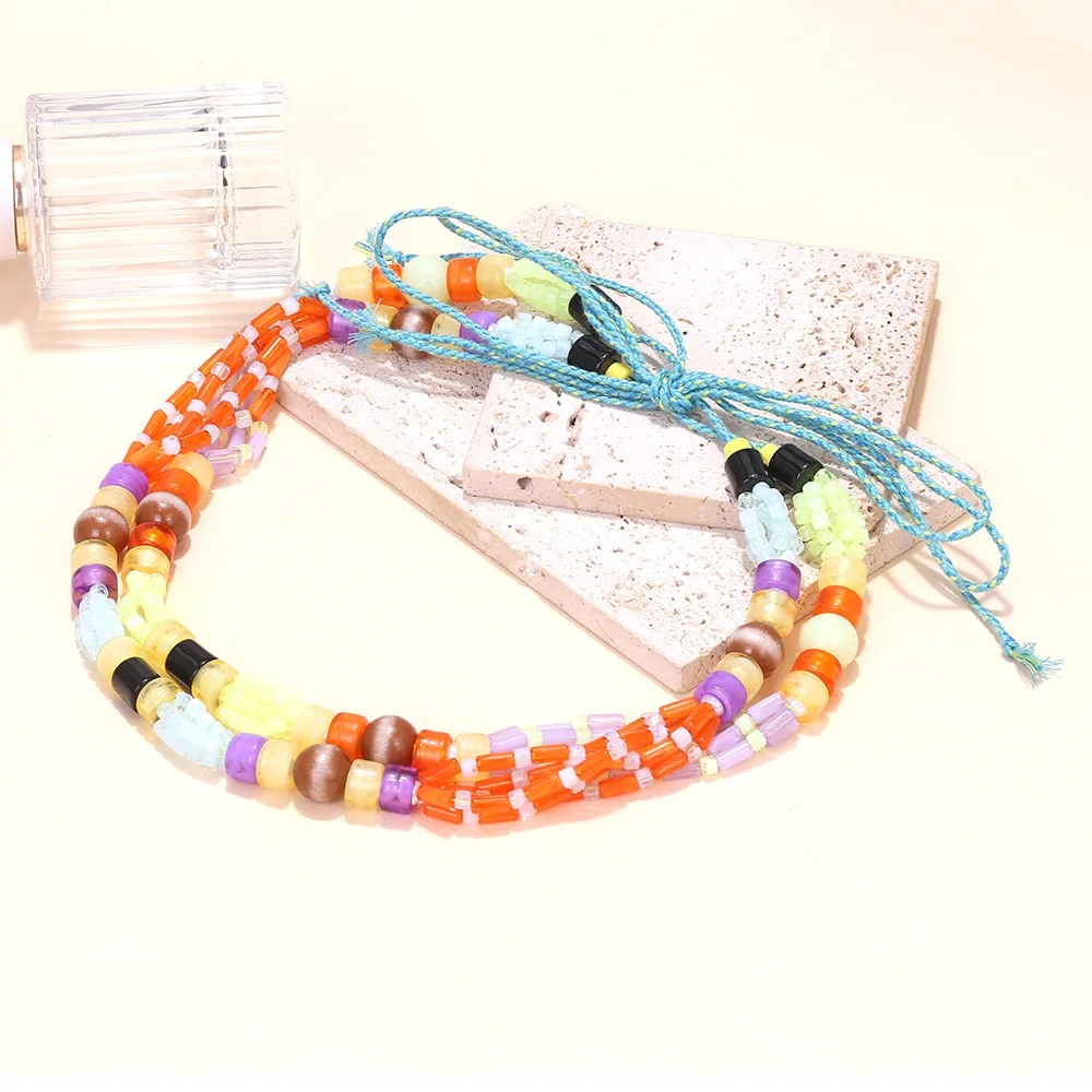 

New ZAA Handmade Acrylic Resin Beaded Choker Necklace for Women Boho Holiday Party Jewelry Neck Accessories