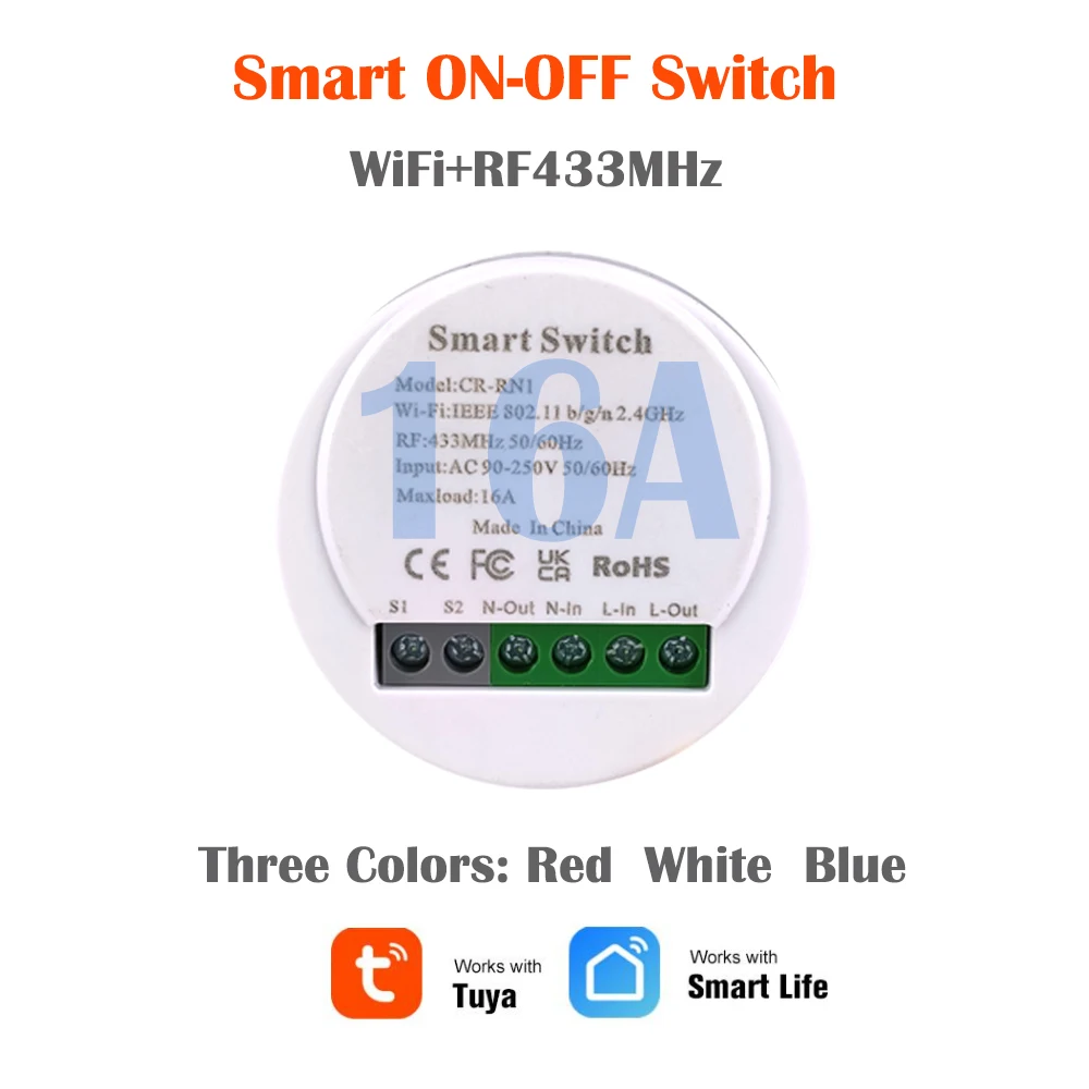 COLOROCK Smart Switch Light Switch 16A 90-250V AC Tuya App Works with Google Home and Alexa Voice Control