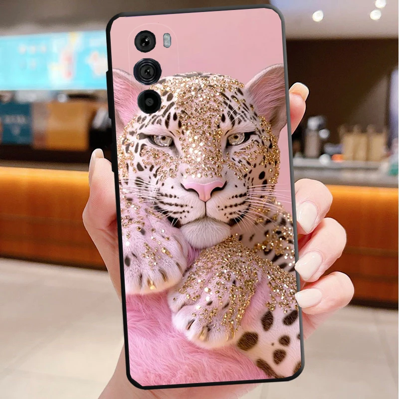 

Phone Case For Motorola Edge 50 40 Pro 60 50 40 30 Ultra Neo Fusion Moto G Play G Stylus G Power G Pink leopard Animal Print