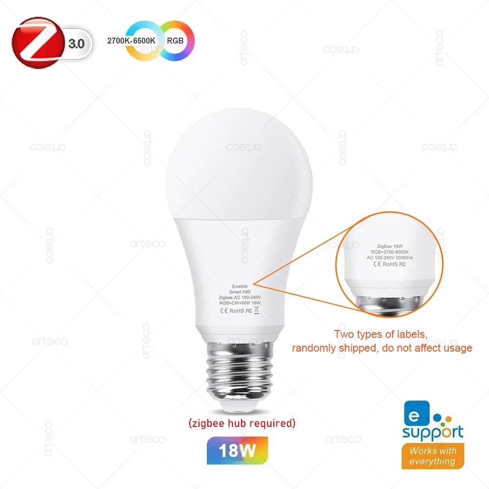 15W 18W E27 Zigbee Slimme Gloeilampen RGB E27 Led Lamp AC100-240V Smart Home Zigbee Lamp Werkt met Alexa Google Home Smartthings