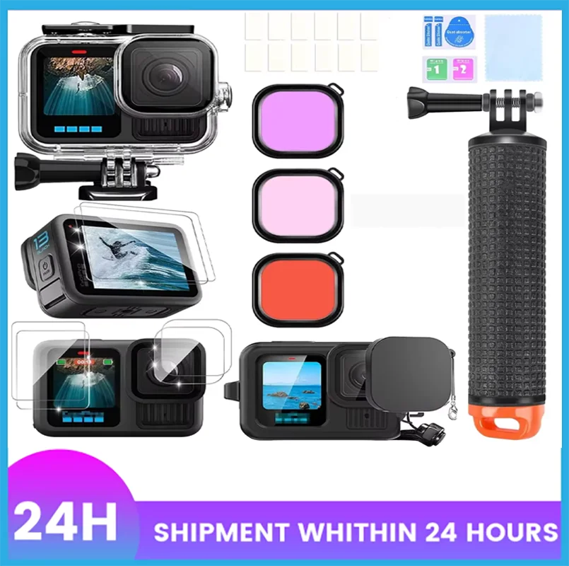 

Underwater Accessories Kit For Gopro hero13 Float Handle Stick Filter Tempered Shooting Housing Case Silicone For Gopro camera