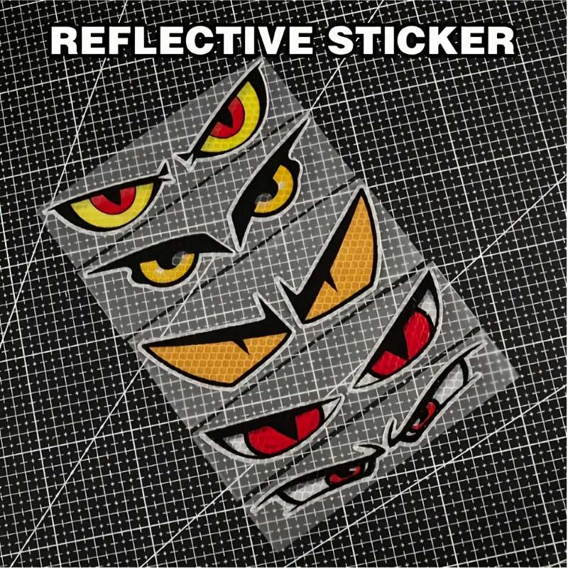 Glow-in-the-Dark Reflective Cat Eye Stickers: Durable PVC, Tear-Resistant, Safety Driving Warning Stickers – Suitable for Cars