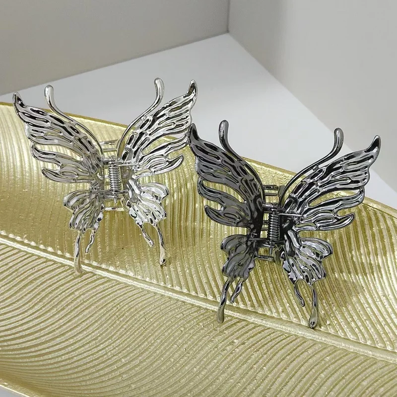 Butterfly Hair Clip Bright Silver Cross Geometric Hairpin Rose Flower Hair Claw Woman Girls Styling Barrette Headdress