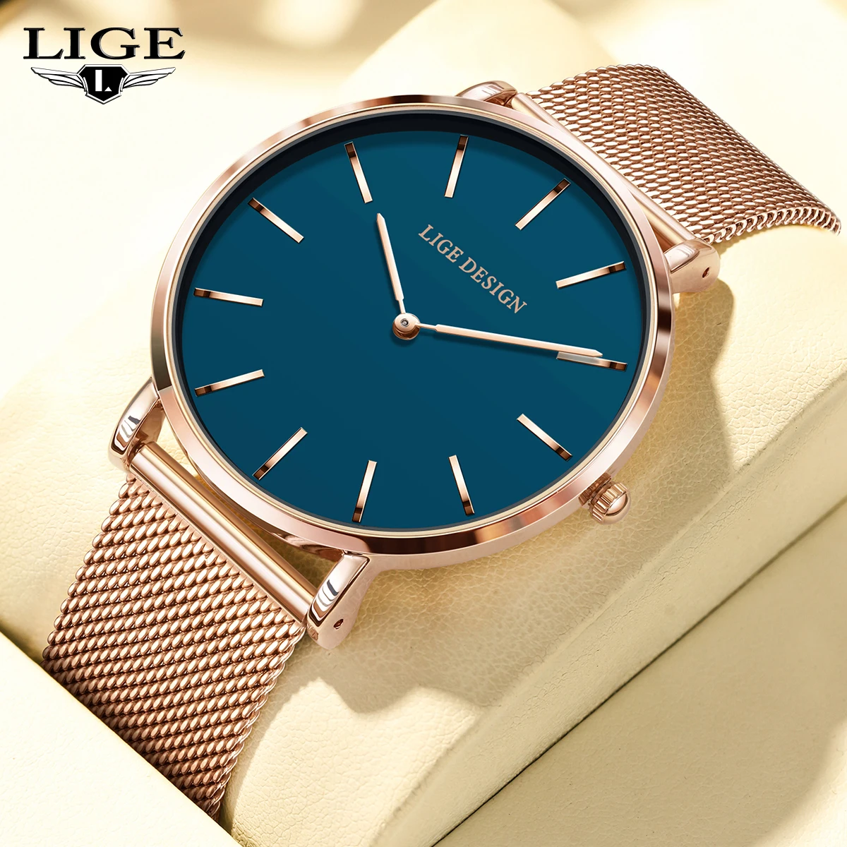 LIGE Elegant Watches For Women Fashion Ultra Thin Mesh Quartz Wrist Watch Women Waterproof Brand Luxury Women's Bracelet Watch