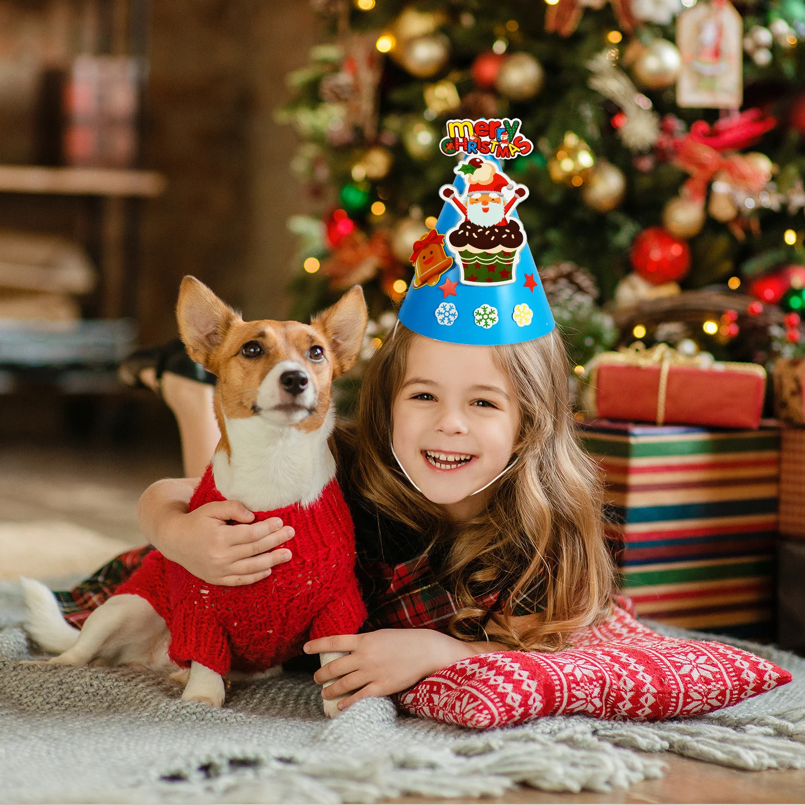 

5Pcs Christmas DIY Paper Hats Craft Kit Festive Party Supplies for Kids Family Bonding Activity Creative Ornaments