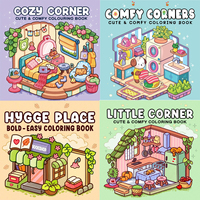 Little Corner Coloring Books, Charming Scenes, Easy Coloring, For Home Parent - Child DIY, Relax, Unwind, Boost Creativity