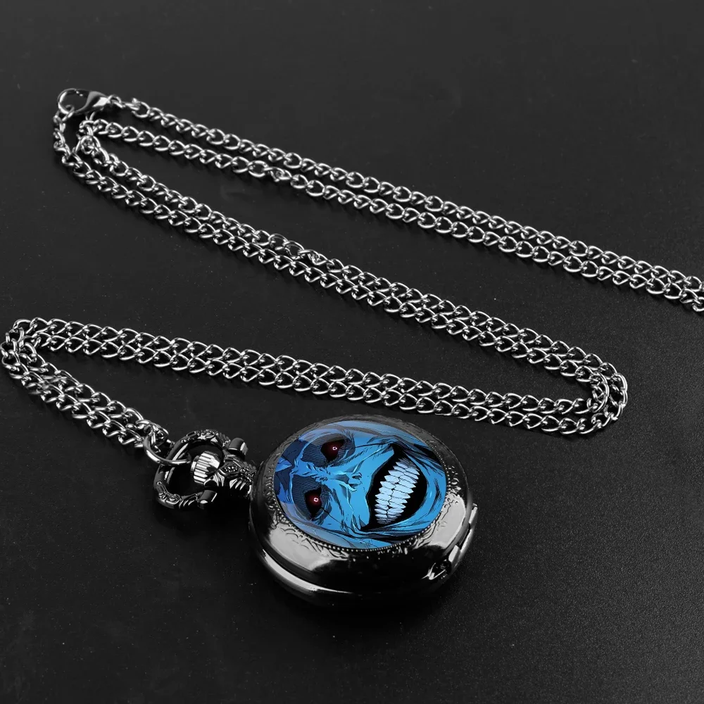 Cool Anime Solo Leveling Sung Jin Woo Glass Dome Pocket Watch with Chain Necklace Vintage Quartz Pendant Watches Mens Women Gift