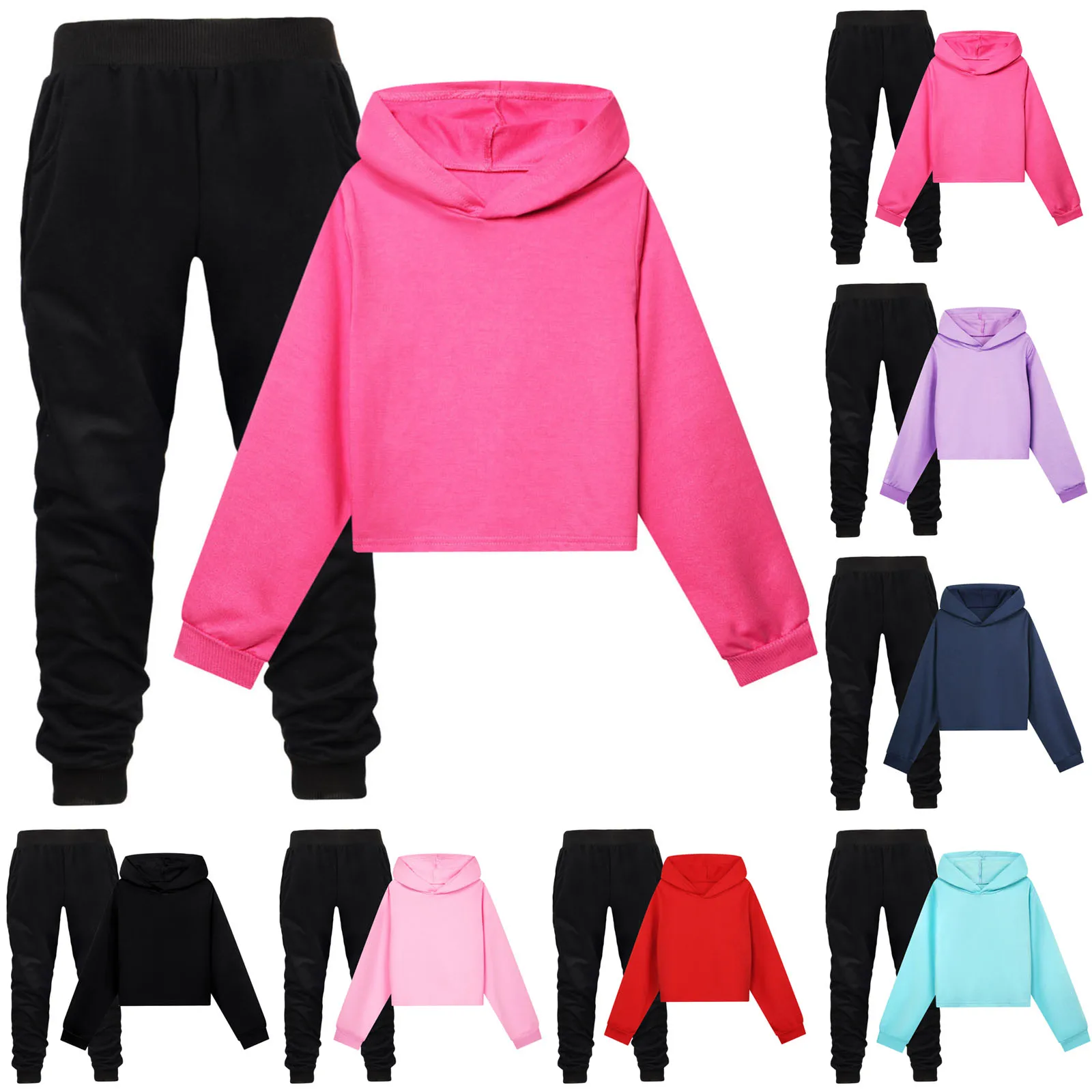 

Girls Winter Outfit Set Short Style Hooded Sweatshirt And Long Pants Two Piece Sets Casual Daily Suits baby girl clothes