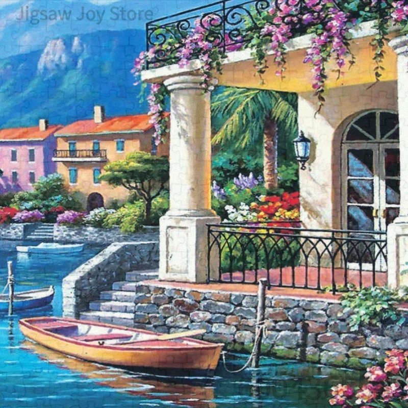 Home Decor Jigsaw Puzzle, Lake Side Villa, Aurora Snow Landscape, London Thames Bridge, Prague Historic Town, 500-2000Pcs