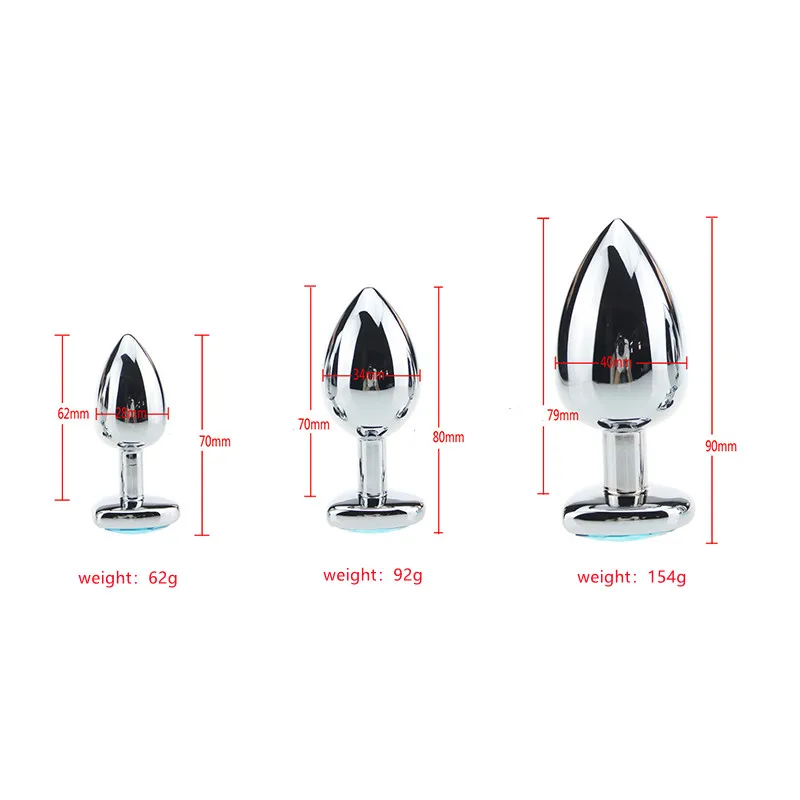 3Size Metal Anal Plug Beginner Butt Plug Masturbation Tool Sex Massager Adult Sex Toys Jelly Color Buttplug Prostate Massager 18