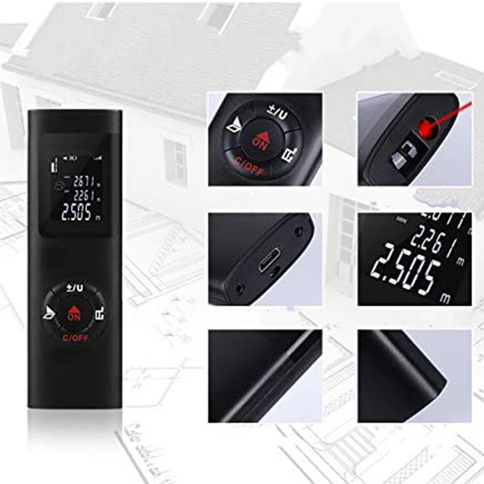 Mini Handheld Laser Distance Meter USB Charging Accuracy Measurement Instrument for Interior Decoration and Indoor